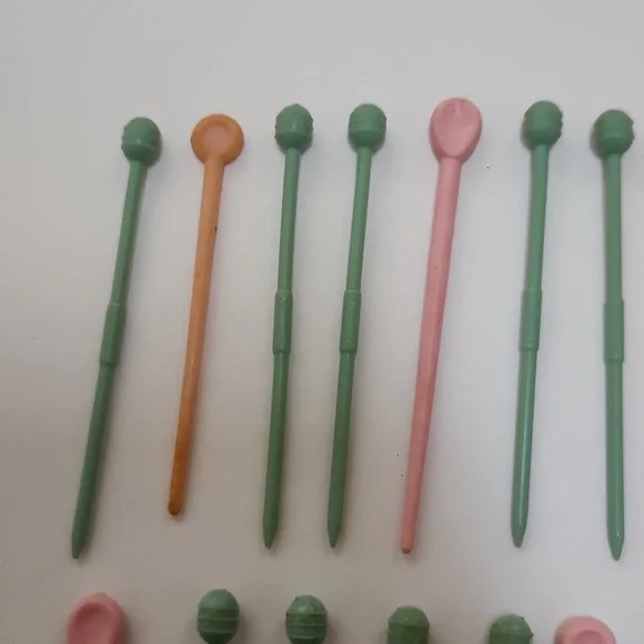 Vintage Plastic Pink Blue Peach Hair Roller Picks Pins Curlers hairstyling - Picture 2 of 7